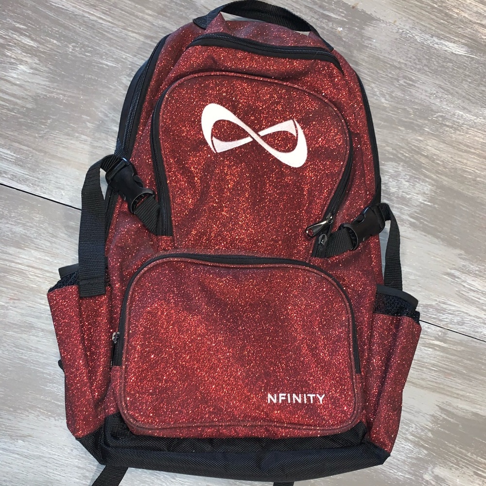 Full Size red/sparkle NFINITY cheer bag